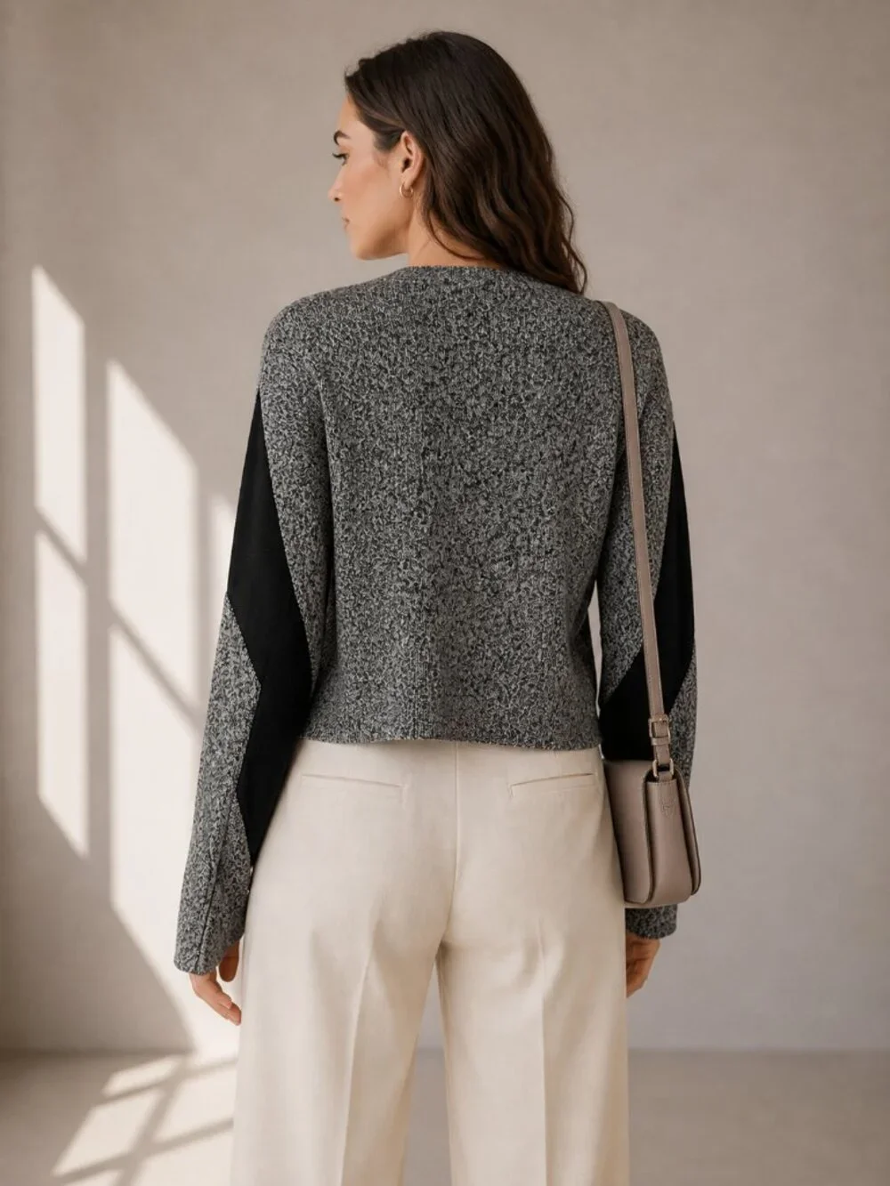 Public School Sana Pullover Sweater Large Colorblock Gray Black - Picture 3 of 8